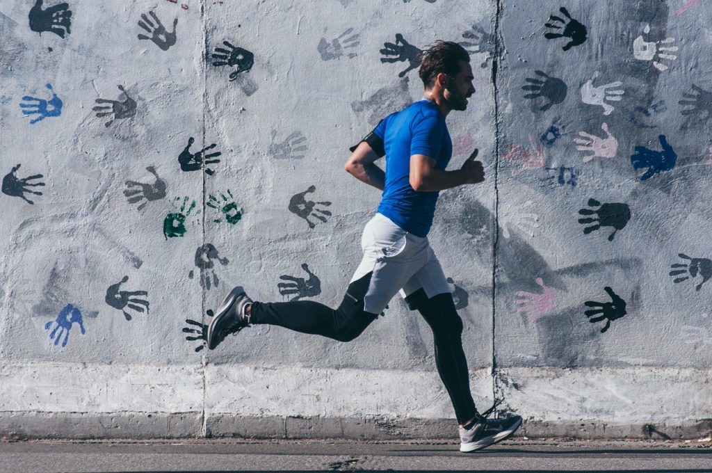 Man running for exercise