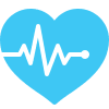 Light blue heart icon with a white EKG line across the center.