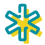 Yellow and teal star-shaped medical icon.