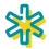 Yellow and teal star-shaped medical icon.
